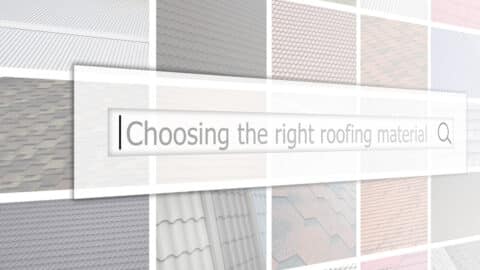 A picture of a banner that says choosing the right roofing material.
